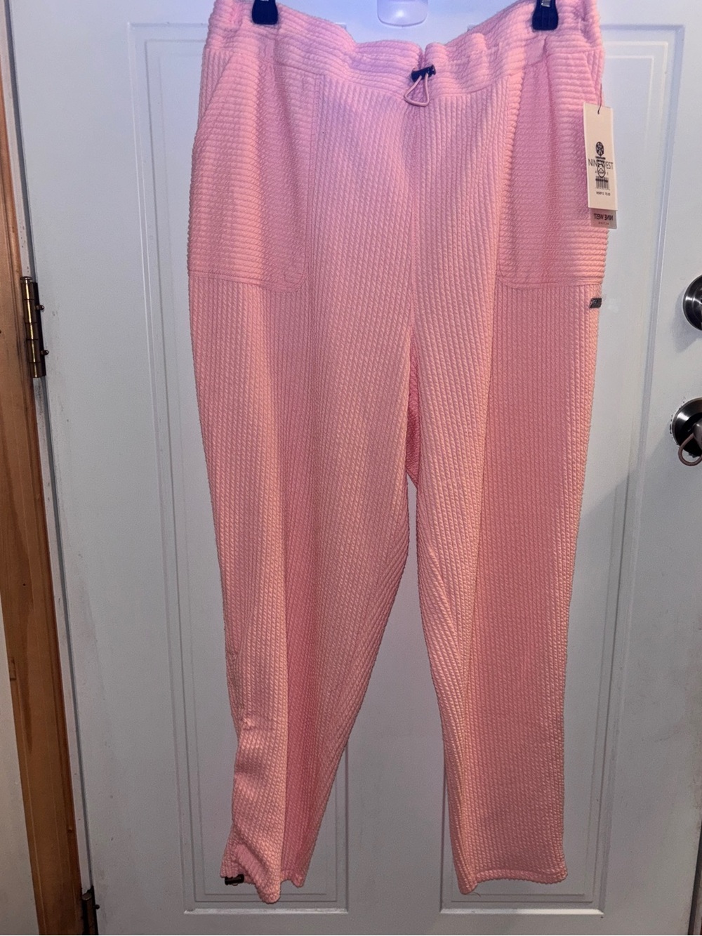 Nine West XL Coral Pink Waffle-Knit Lounge Pants-NEW